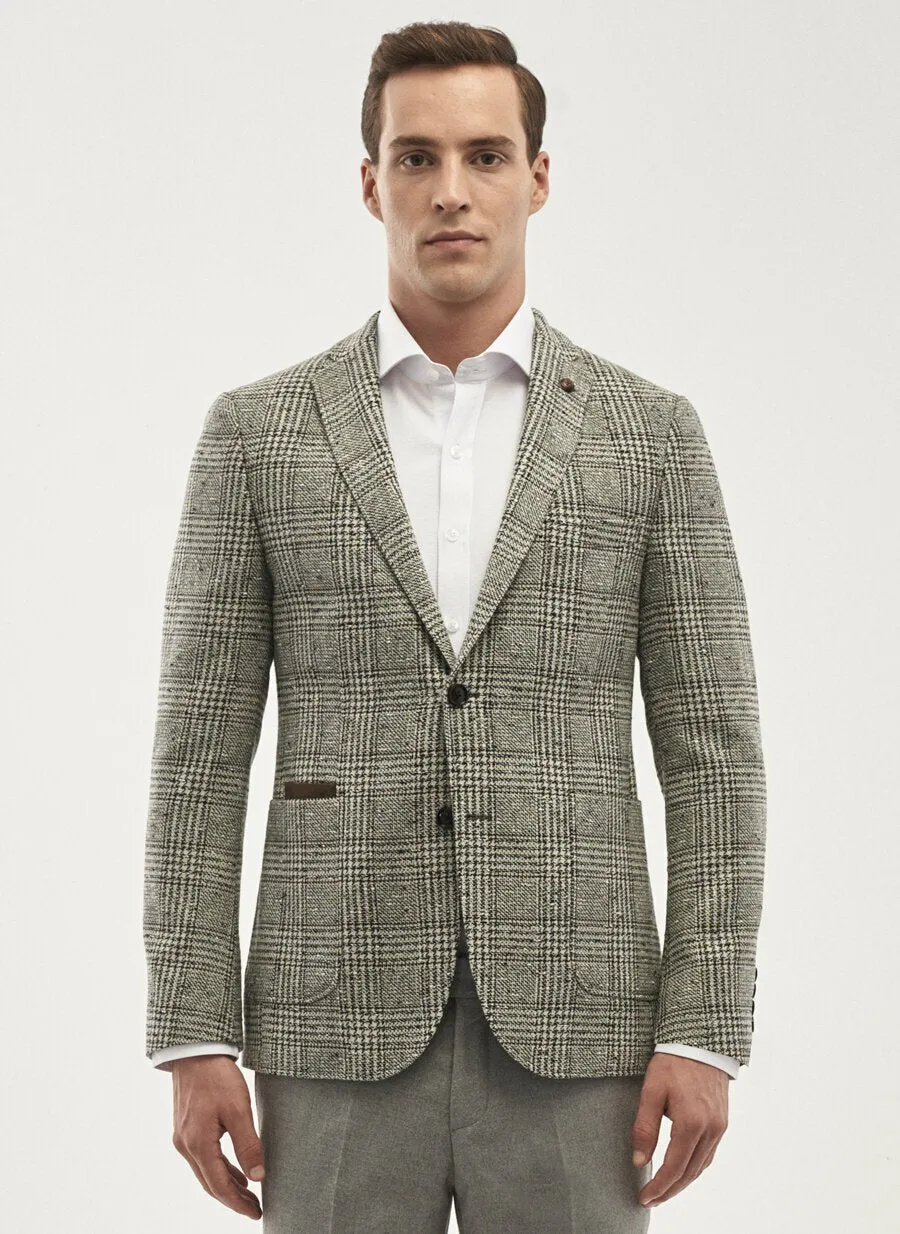 16867 Beige-Brown Slim Fit Jacket