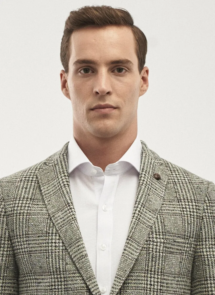 16867 Beige-Brown Slim Fit Jacket