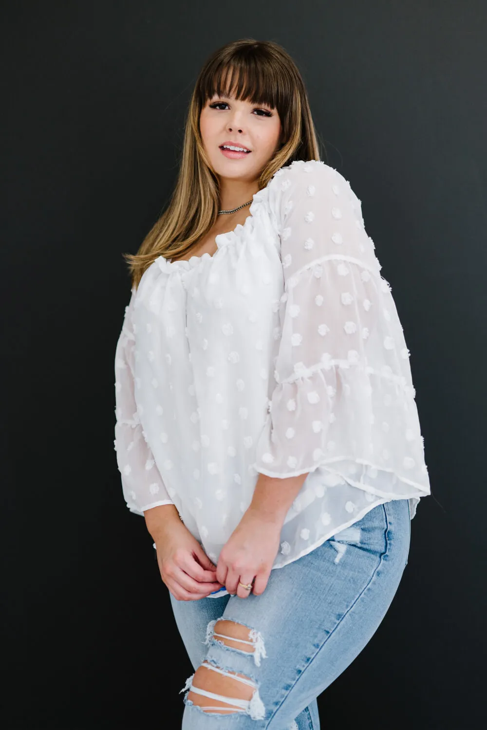 Andree by Unit Daydreamer Full Size Run Pom-Pom Blouse