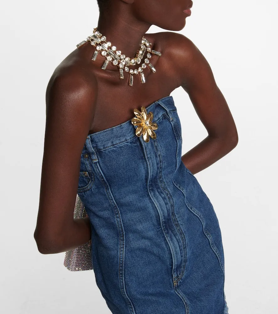 Area Mussel Flower denim minidress
