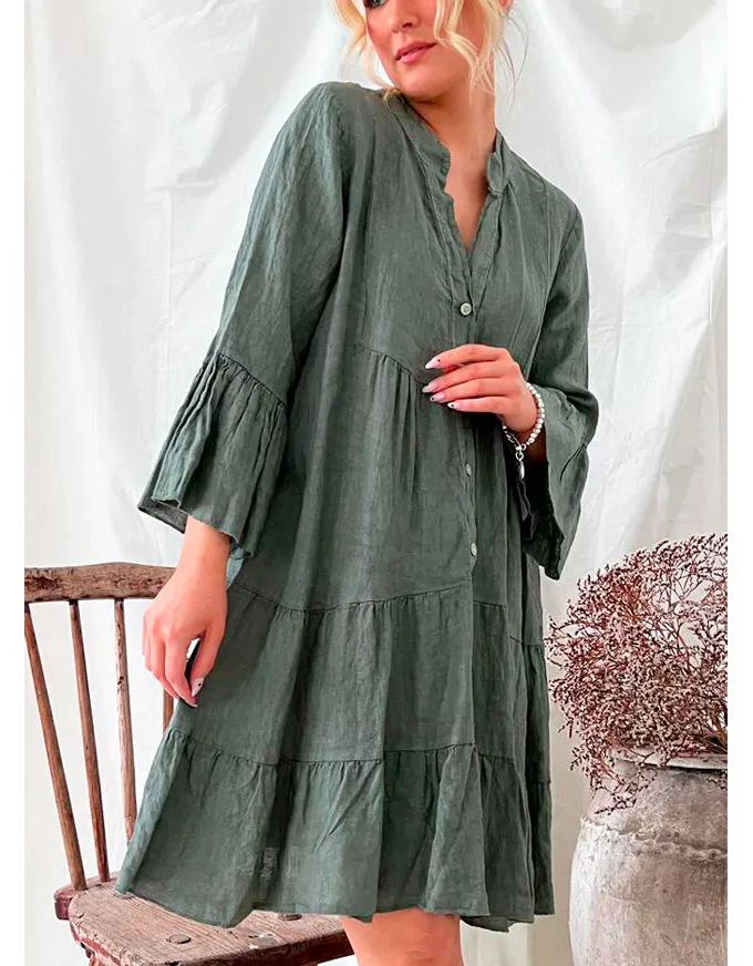 Ashley Linen Dress Khaki
