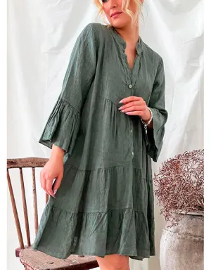 Ashley Linen Dress Khaki