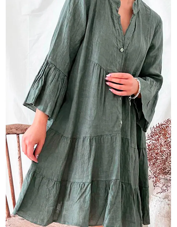 Ashley Linen Dress Khaki