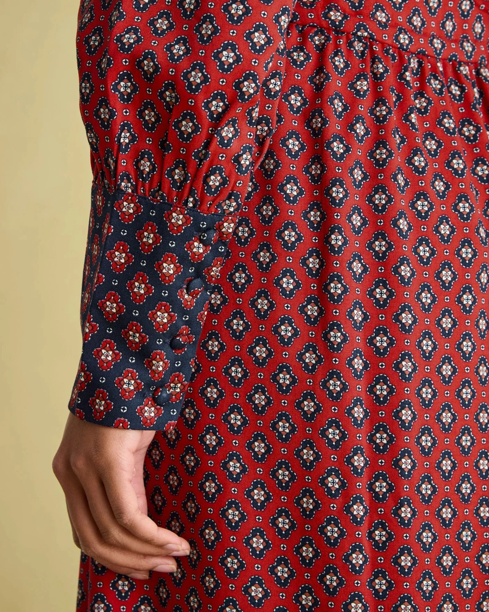 Aster Red & Navy Tie Waist Midi Dress