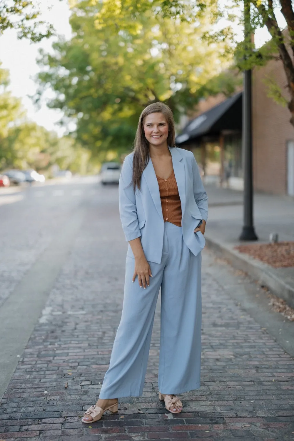 Bethany Dusty Blue Pleated Trousers (XS-3XL)
