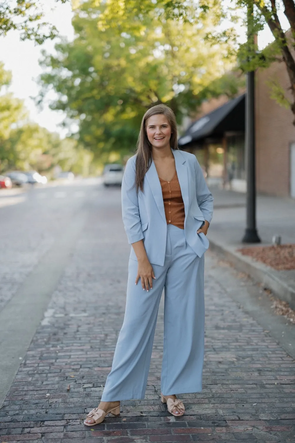 Bethany Dusty Blue Pleated Trousers (XS-3XL)