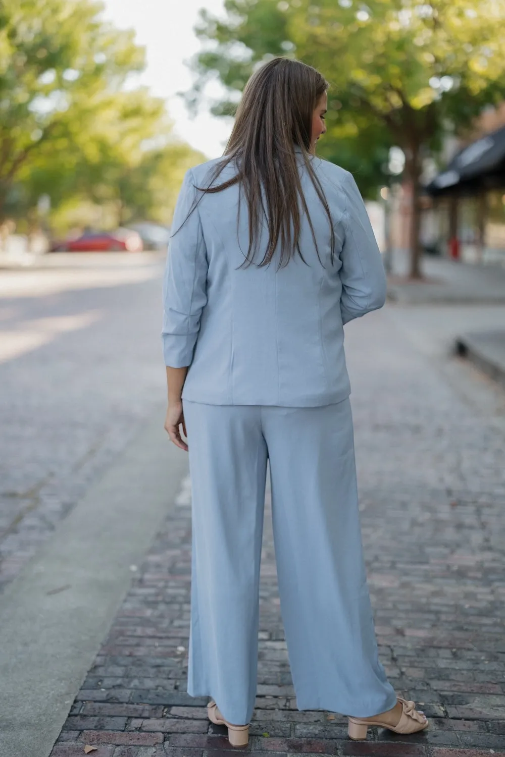 Bethany Dusty Blue Pleated Trousers (XS-3XL)