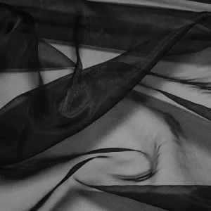 Black 60"Wide 100% Polyester Soft Light Weight, Sheer Crystal Organza Fabric Sold By The Yard