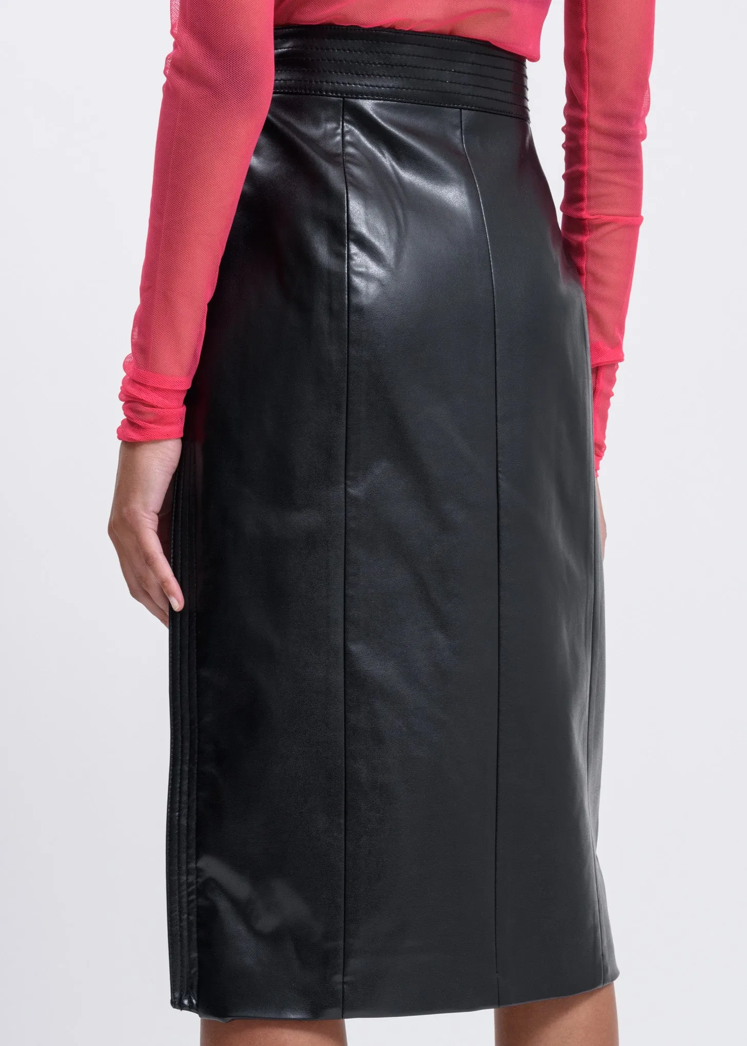 Black Stitched H-Line Skirt