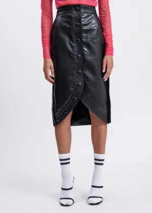 Black Stitched H-Line Skirt