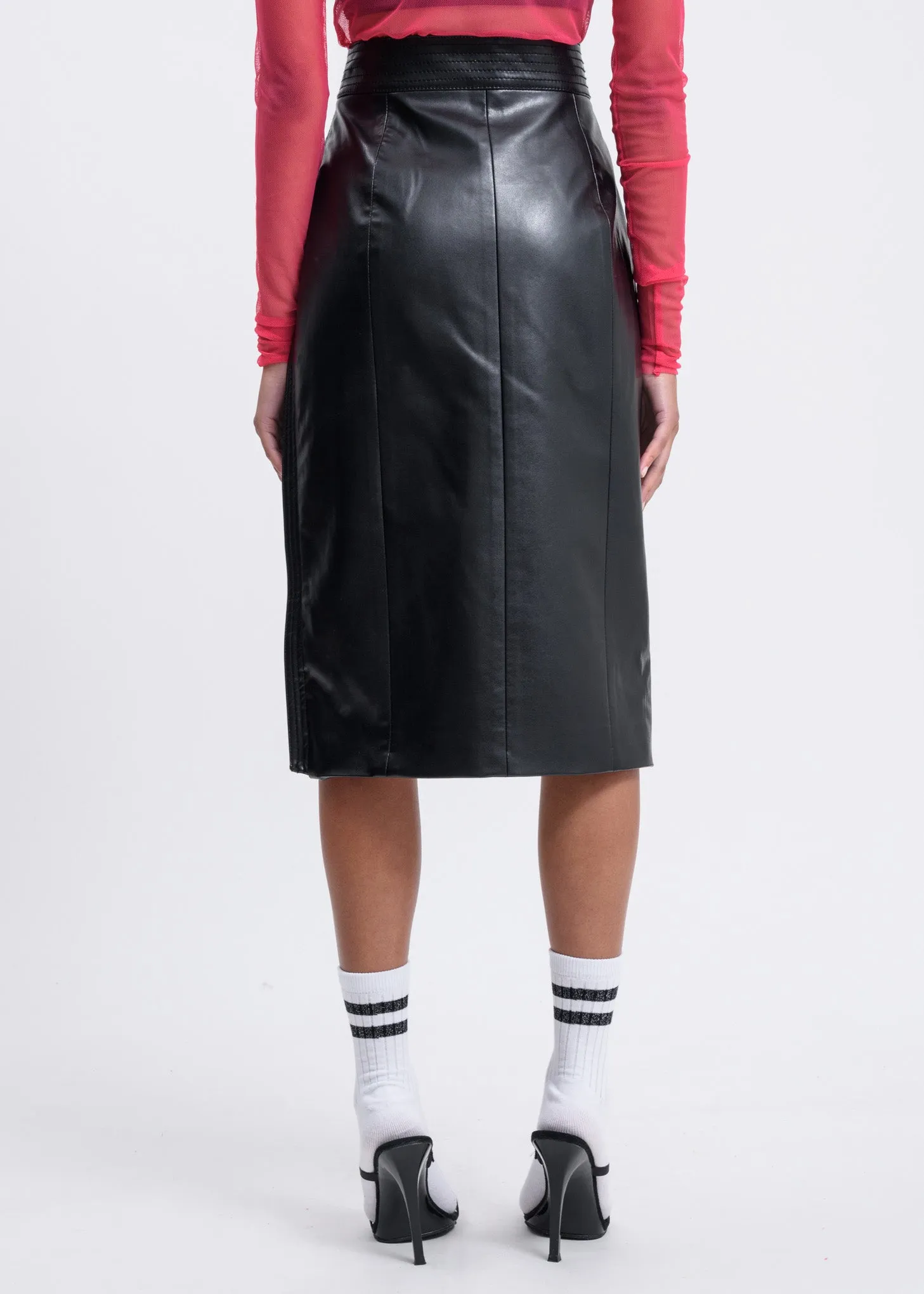Black Stitched H-Line Skirt