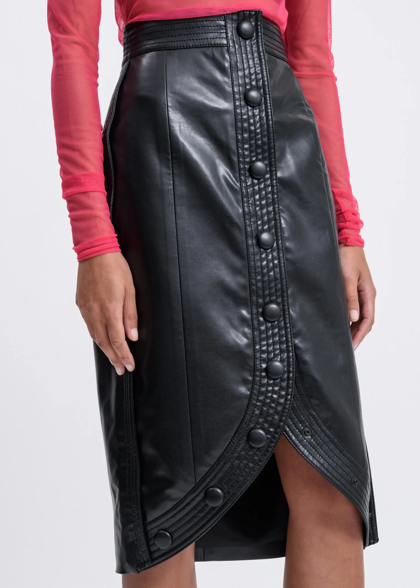 Black Stitched H-Line Skirt