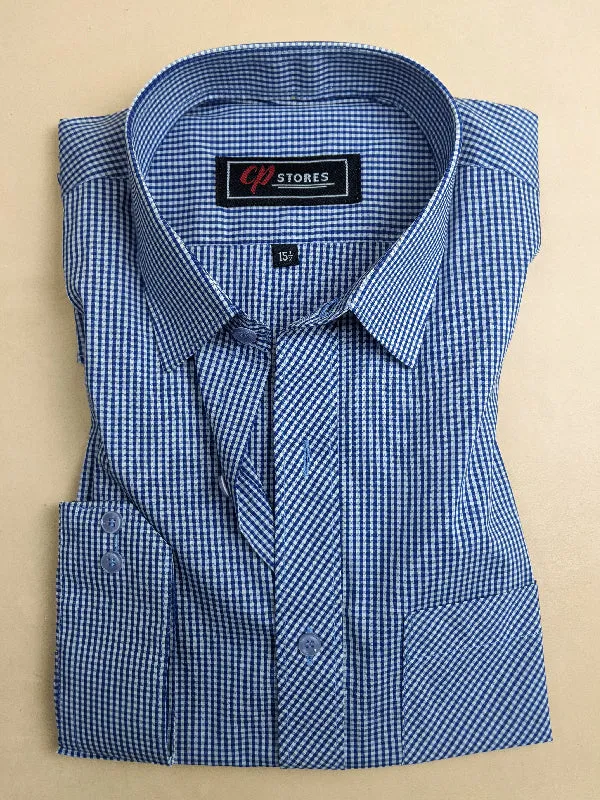 Blue Checks Formal Dress Shirt For Men MFS87