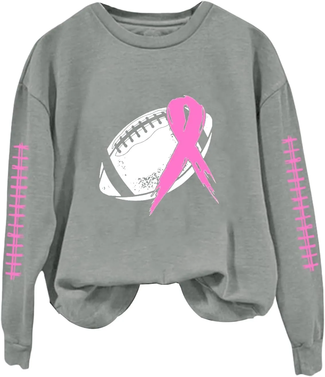 Breast Cancer Awareness Hoodies for Women Pink Ribbon Pullover Hoodie Football Sweatshirts Long Sleeve Oversized Tops