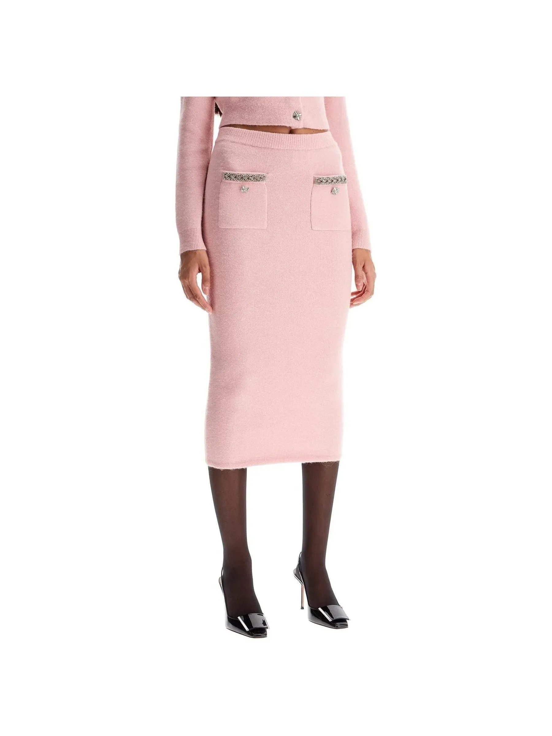 Brushed Knit Crystal Trim Skirt