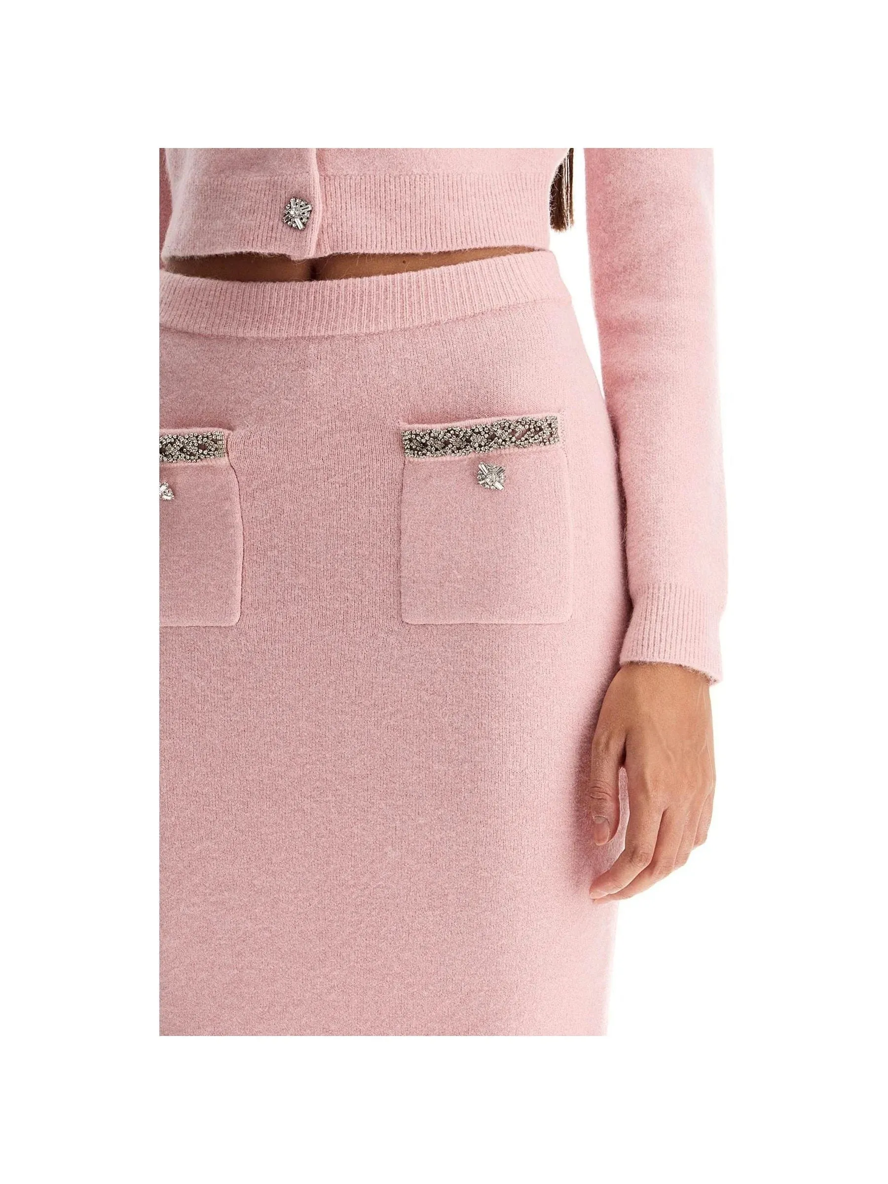 Brushed Knit Crystal Trim Skirt