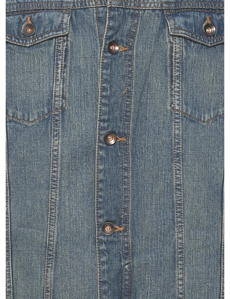 Button Front Denim Jacket Vest - XL