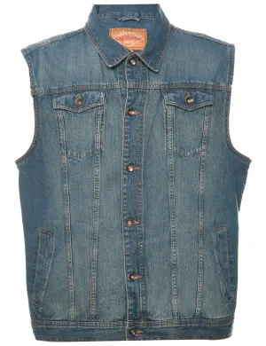 Button Front Denim Jacket Vest - XL