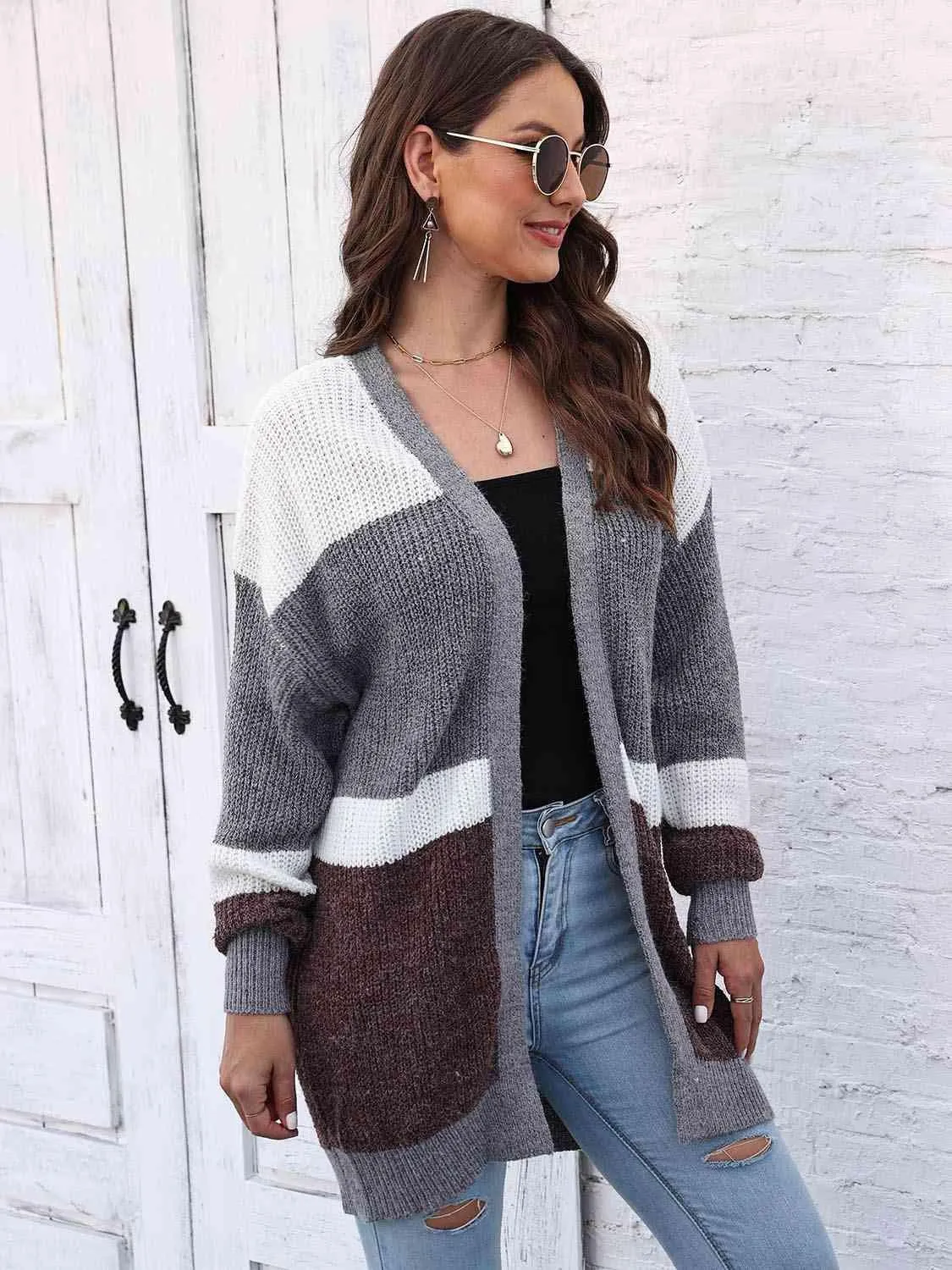 Chic Comfort Striped Open Front Cardigan
