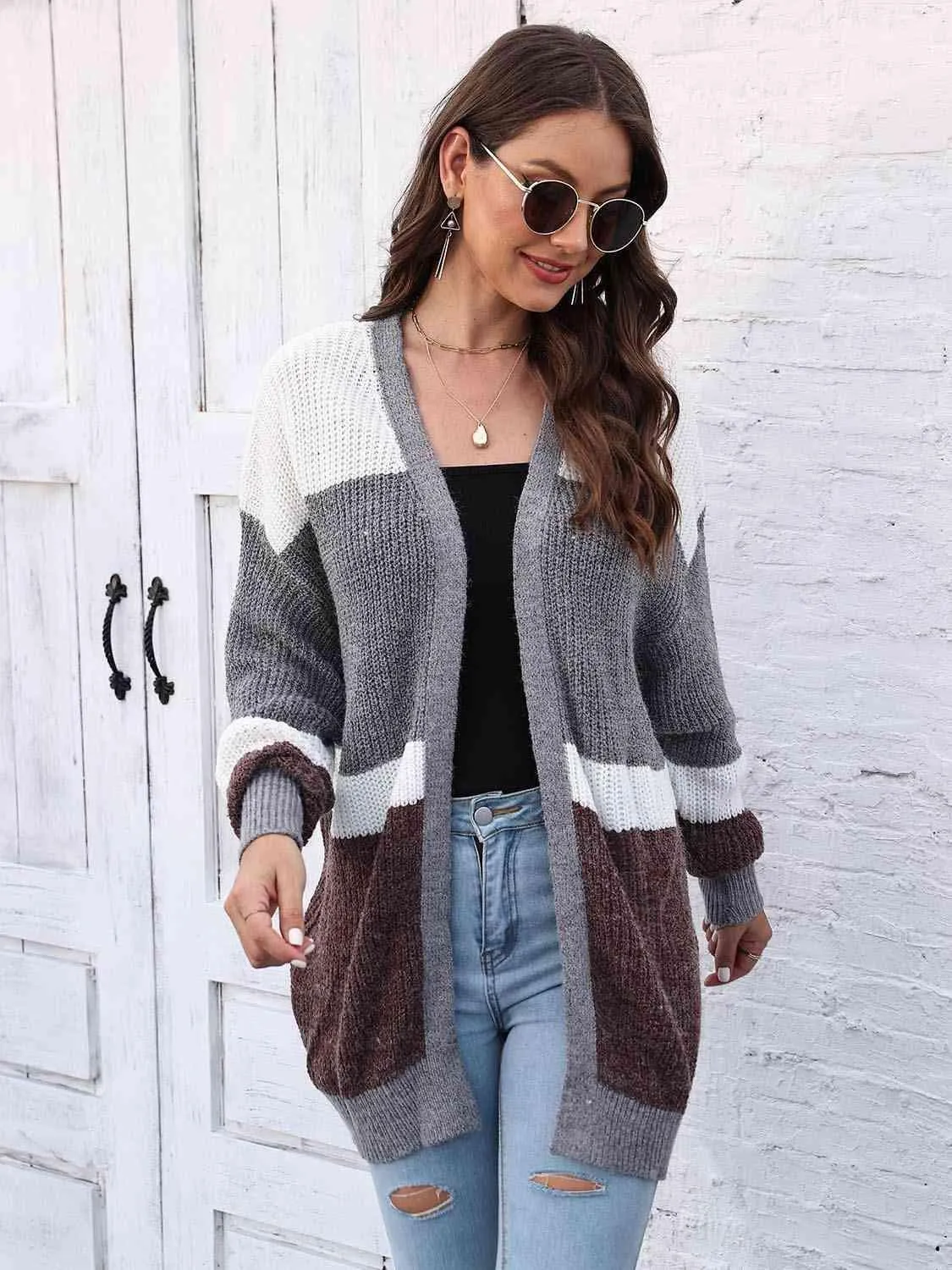 Chic Comfort Striped Open Front Cardigan
