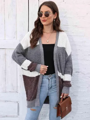 Chic Comfort Striped Open Front Cardigan