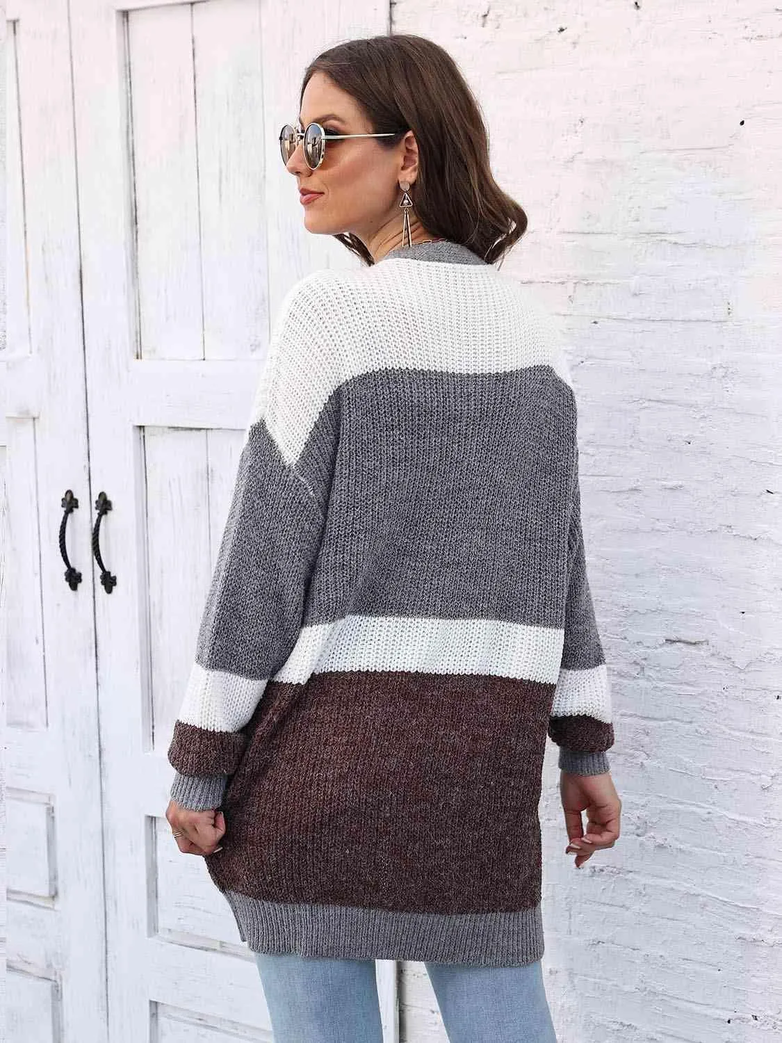 Chic Comfort Striped Open Front Cardigan