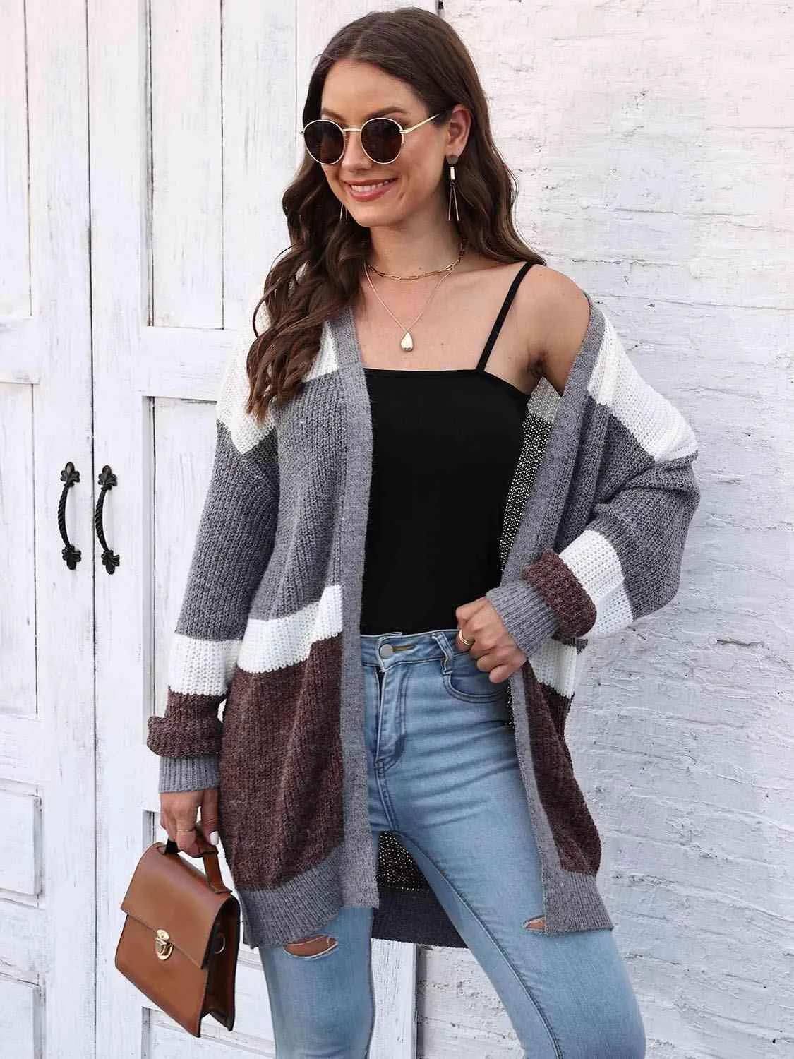 Chic Comfort Striped Open Front Cardigan