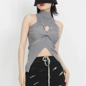 Chic Summer Knit Hollow Out Sleeveless Tank Top