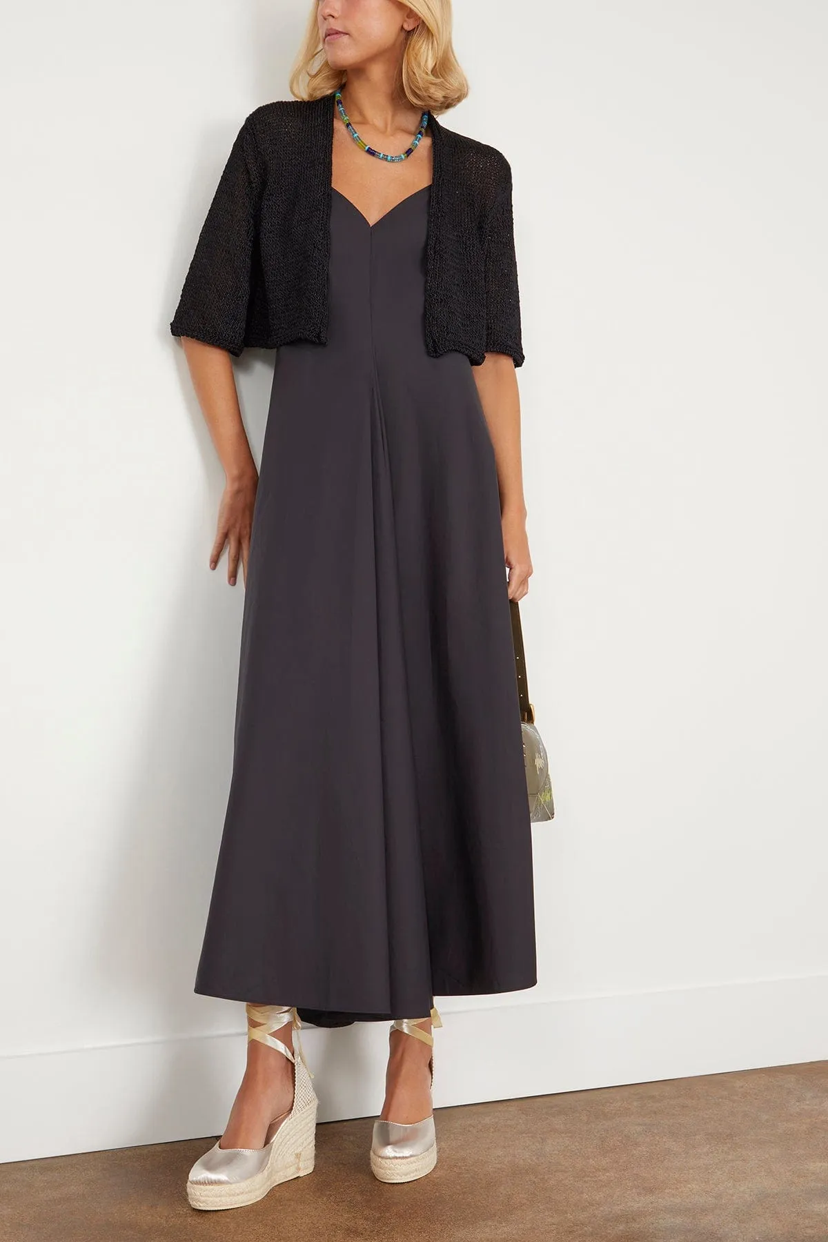 Chic Sustainable Viscose Raffia Cardigan in Night