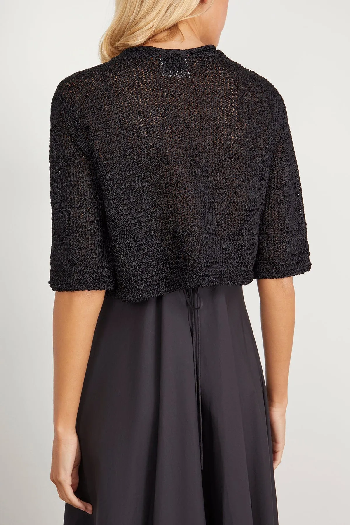 Chic Sustainable Viscose Raffia Cardigan in Night
