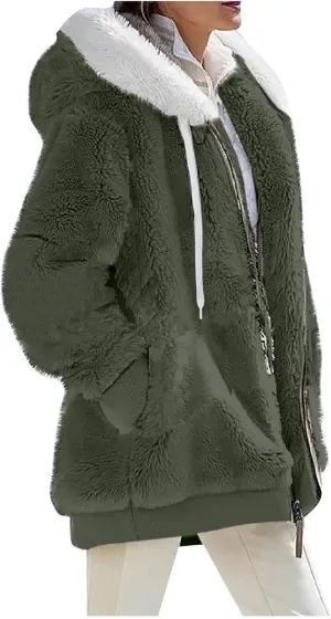 ChicCrate Winter Coats for Women Fleece Sherpa Jacket Fuzzy Hoodie Plush Sweatshirt Long Sleeve Cute Tops Winter Warm Outwear