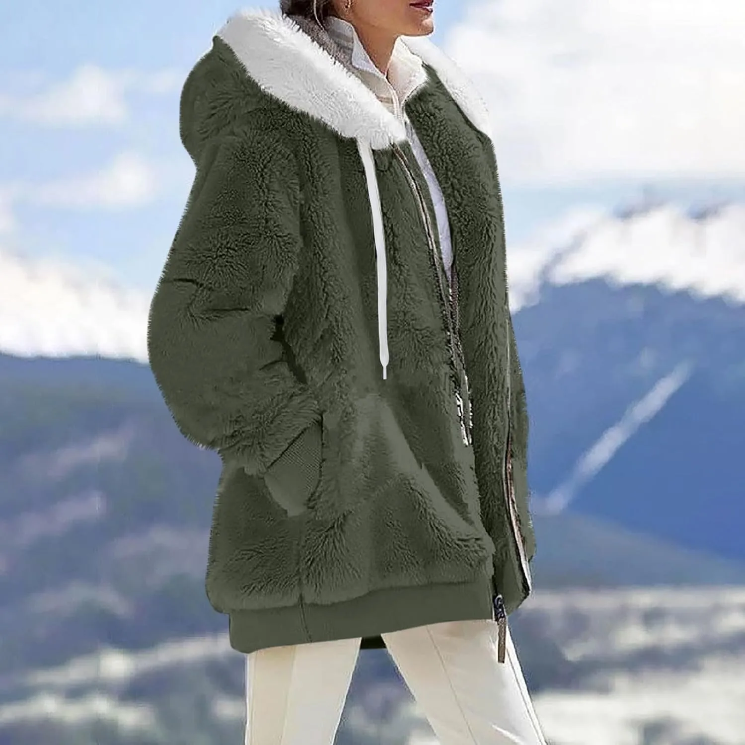 ChicCrate Winter Coats for Women Fleece Sherpa Jacket Fuzzy Hoodie Plush Sweatshirt Long Sleeve Cute Tops Winter Warm Outwear