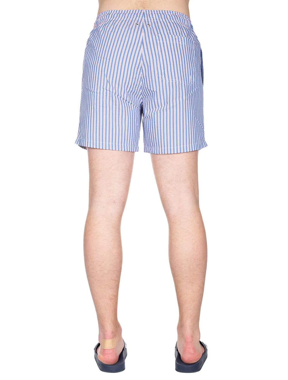 Classic Fit Seersucker Swim Shorts Lapis Blue