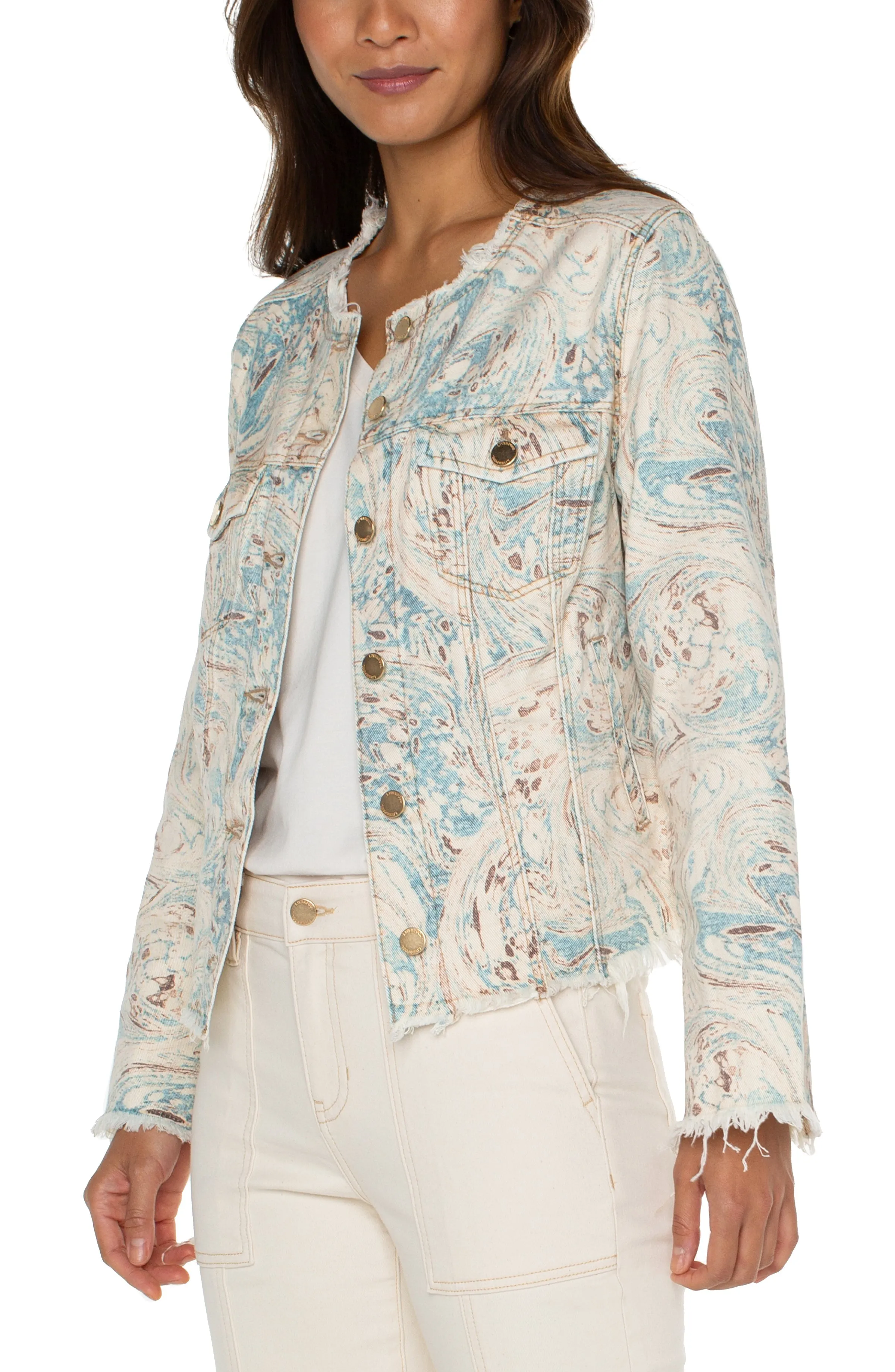 CLASSIC JEAN JACKET W/  FRAY HEM