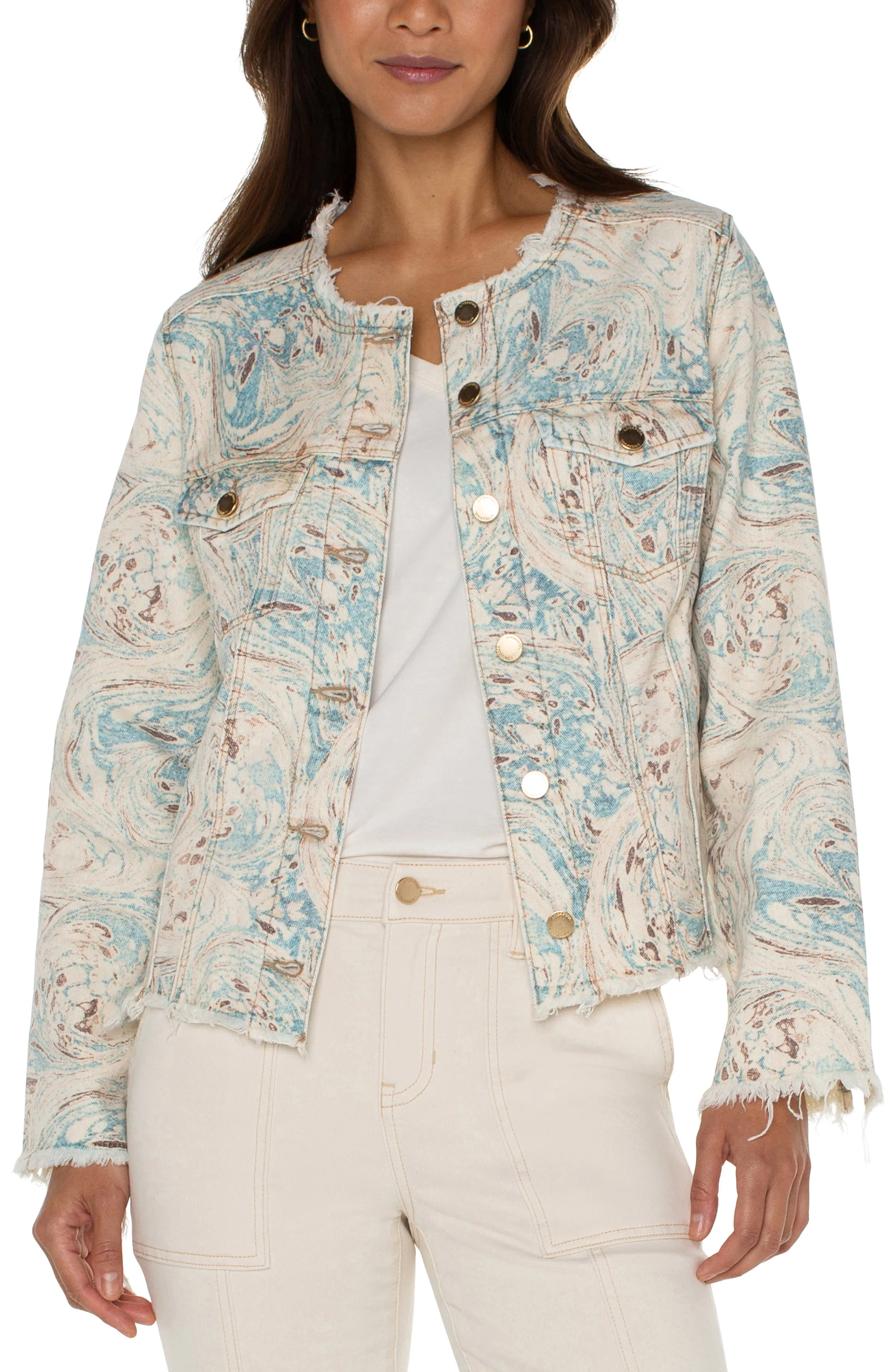 CLASSIC JEAN JACKET W/  FRAY HEM