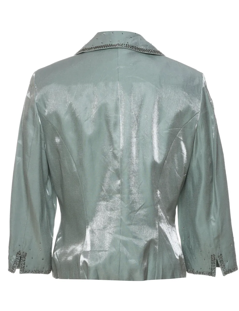 Classic Silver Metallic Evening Jacket - M