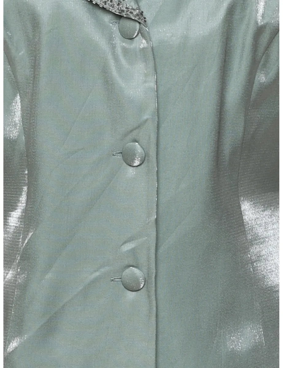 Classic Silver Metallic Evening Jacket - M