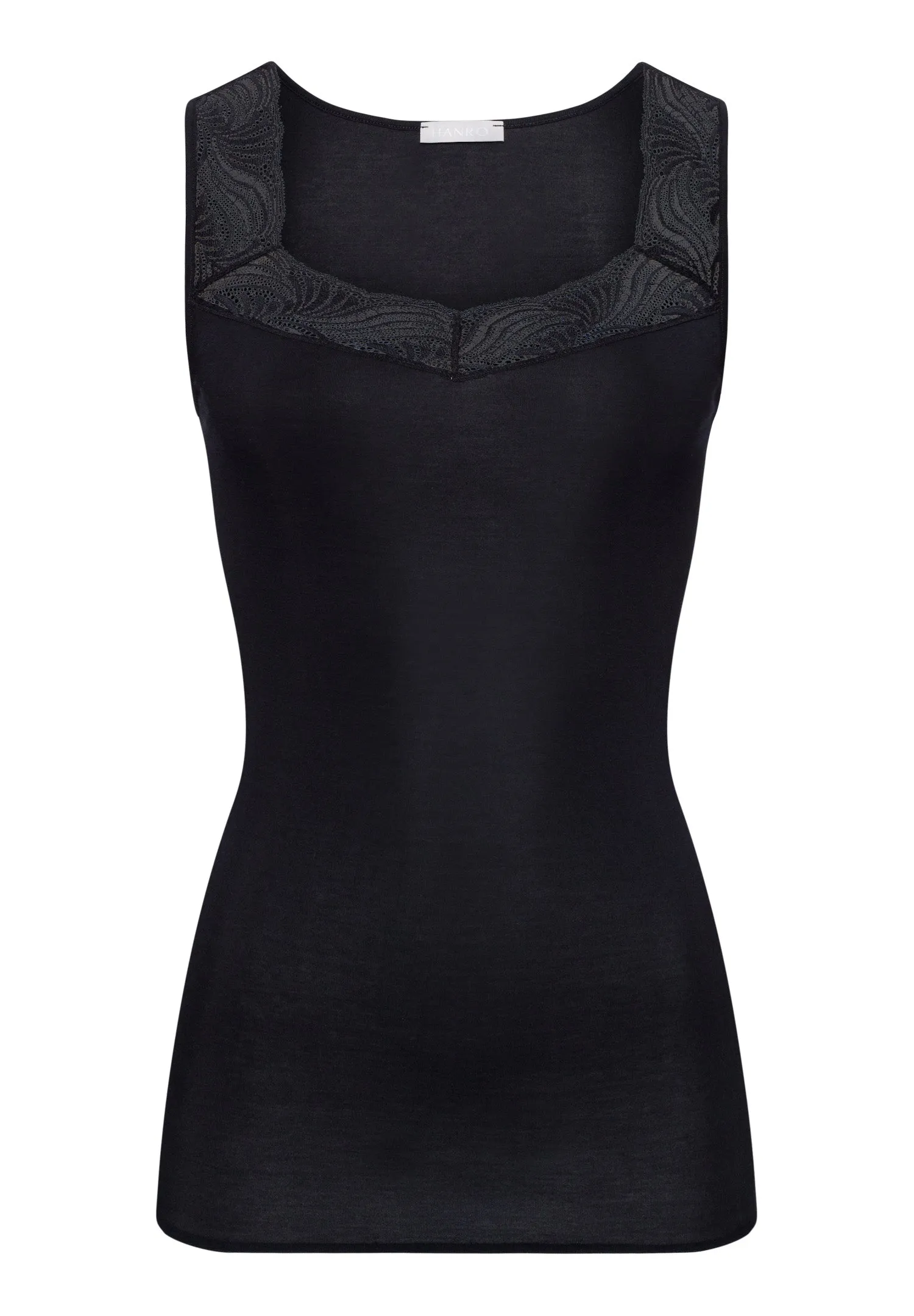 Cotton Delight Lace Trim Cotton Tank Top | Black 71837-019