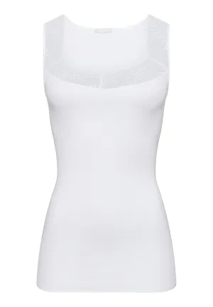 Cotton Delight Lace Trim Cotton Tank Top | White 71837-101