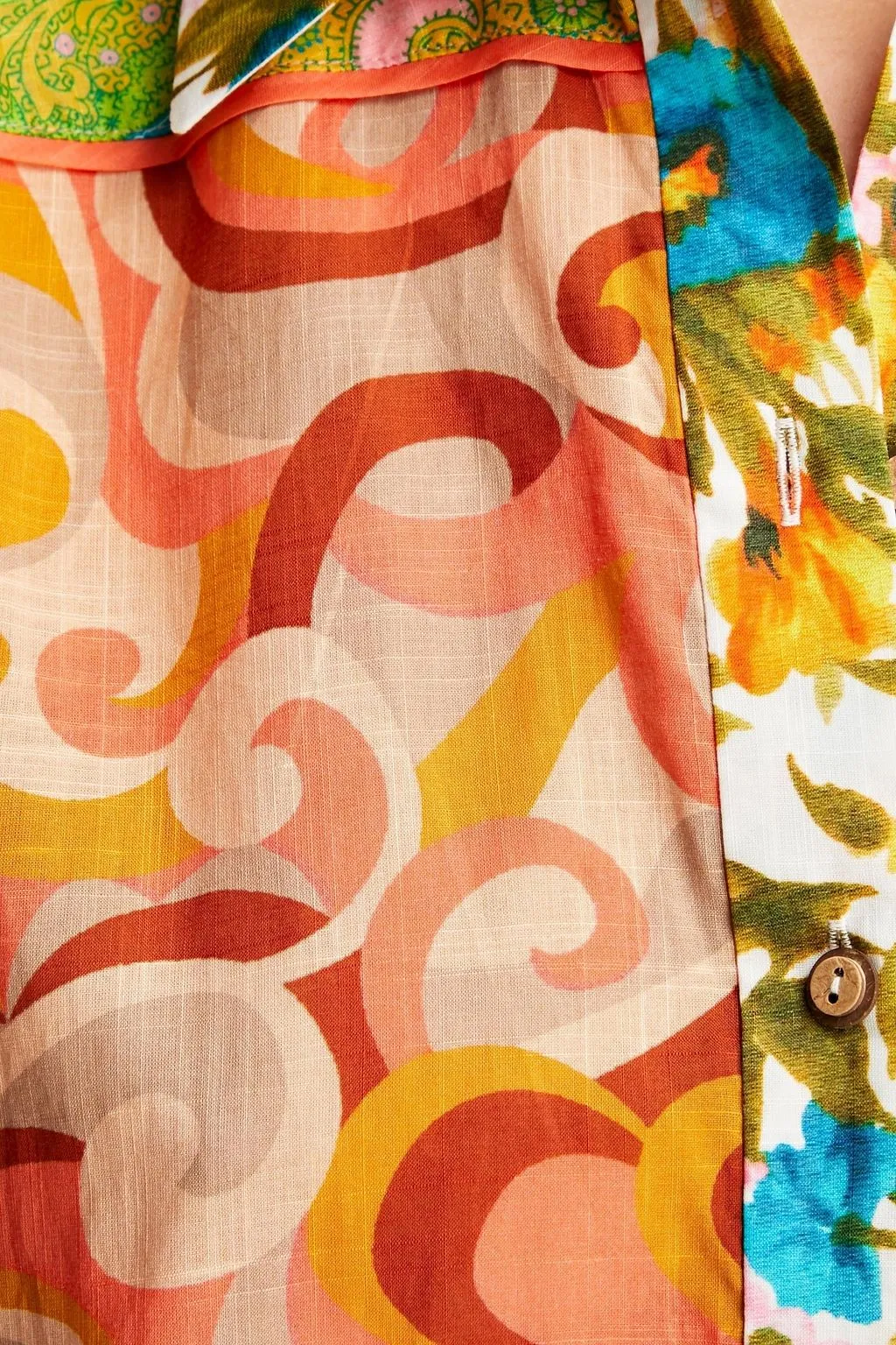 Cotton shirt with applique and floral print ZIMMERMANN, yellow