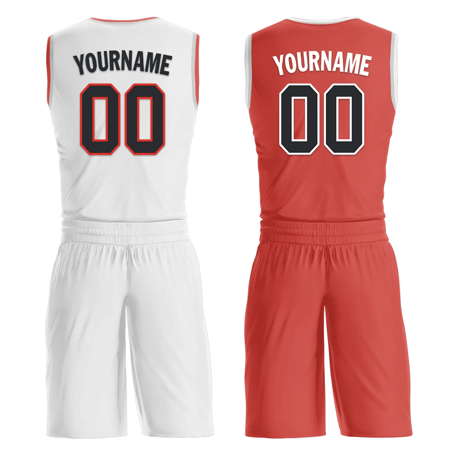 Custom White Red Classic Style Reversible Basketball Uniform Personalized COOLMAX BBJR-D017037
