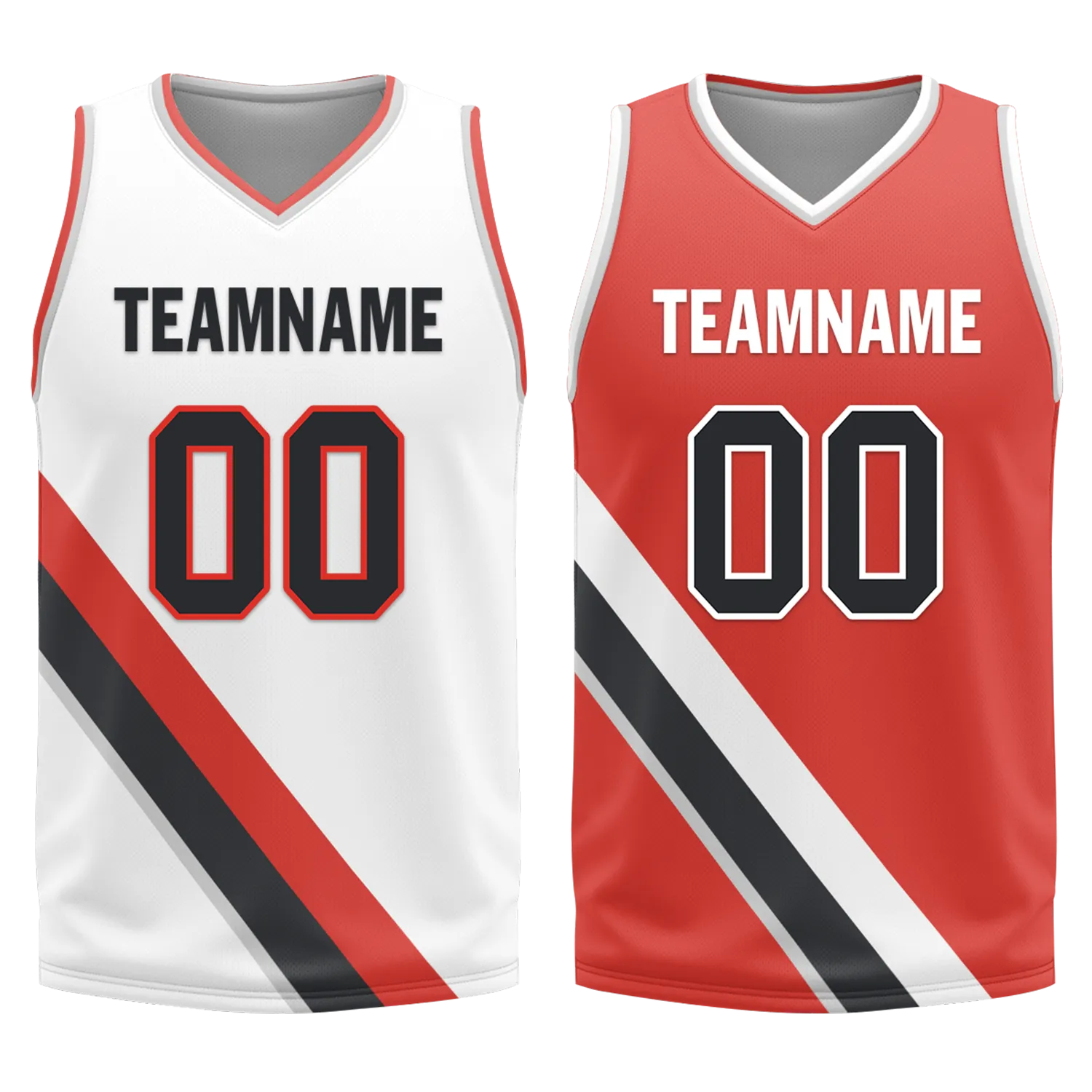Custom White Red Classic Style Reversible Basketball Uniform Personalized COOLMAX BBJR-D017037