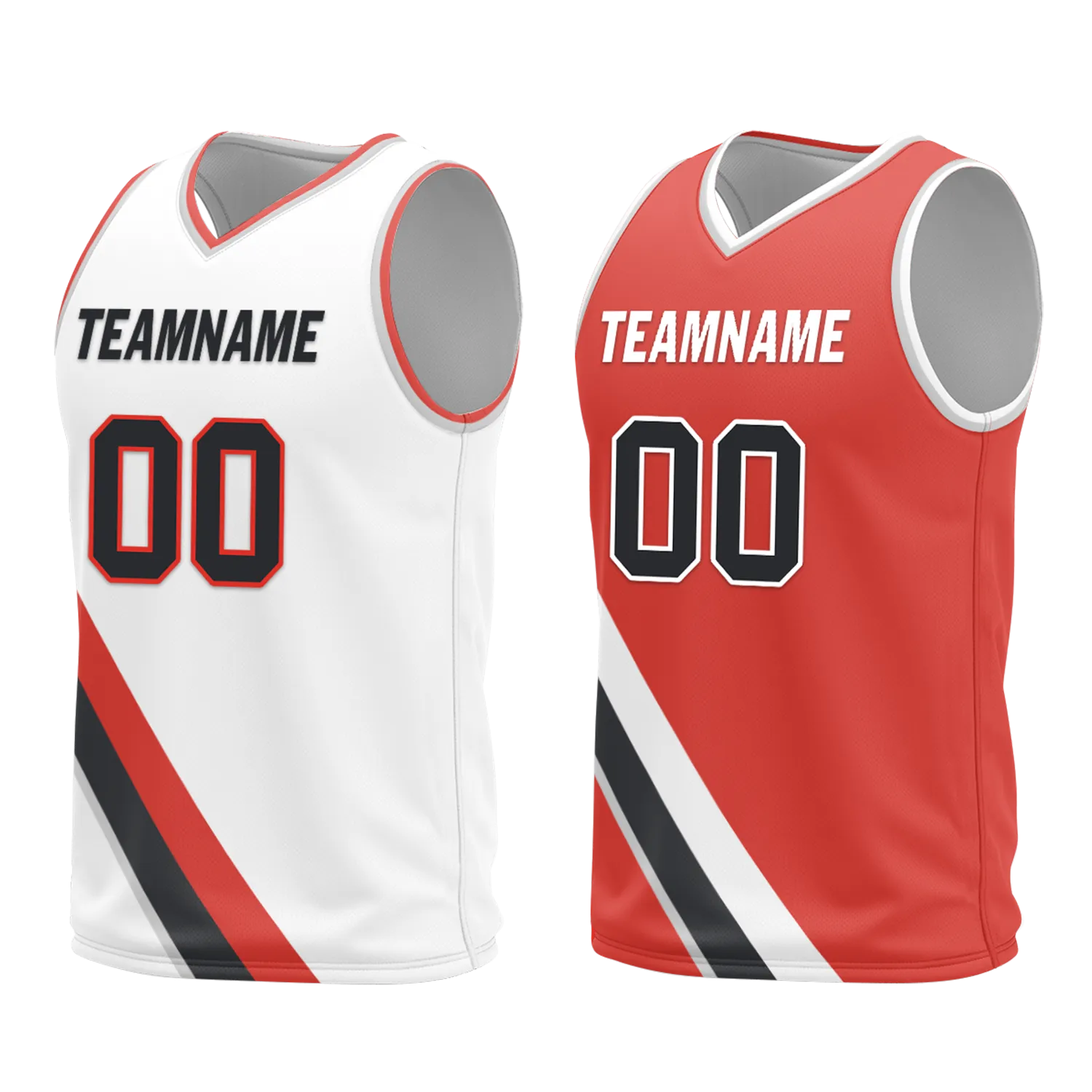 Custom White Red Classic Style Reversible Basketball Uniform Personalized COOLMAX BBJR-D017037