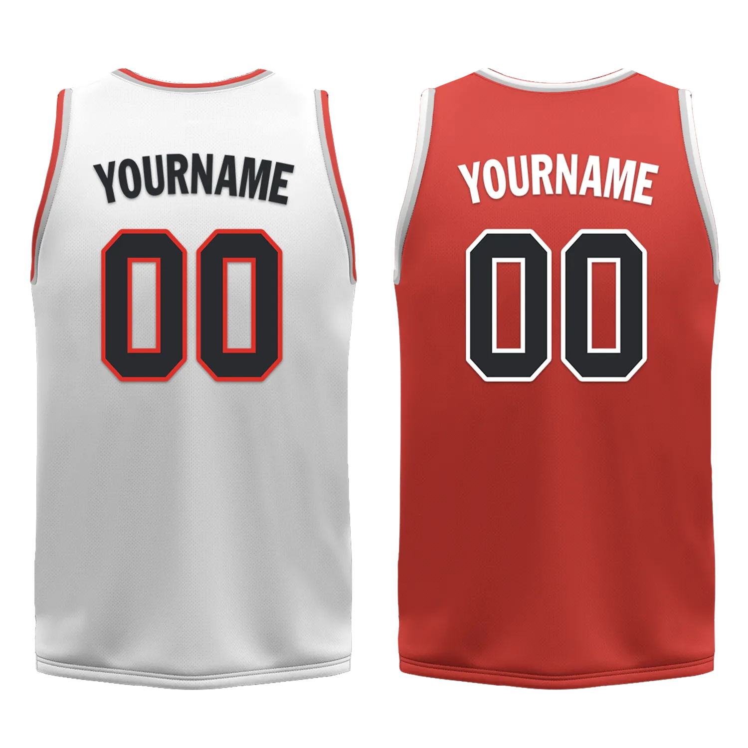 Custom White Red Classic Style Reversible Basketball Uniform Personalized COOLMAX BBJR-D017037