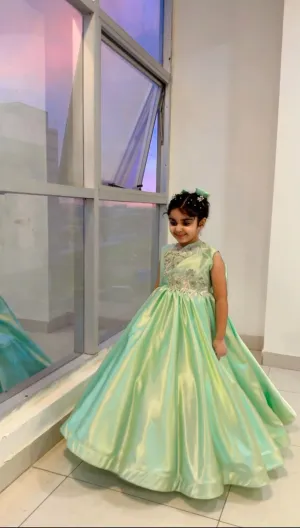 Diana Silk Frock (Light Aqua)