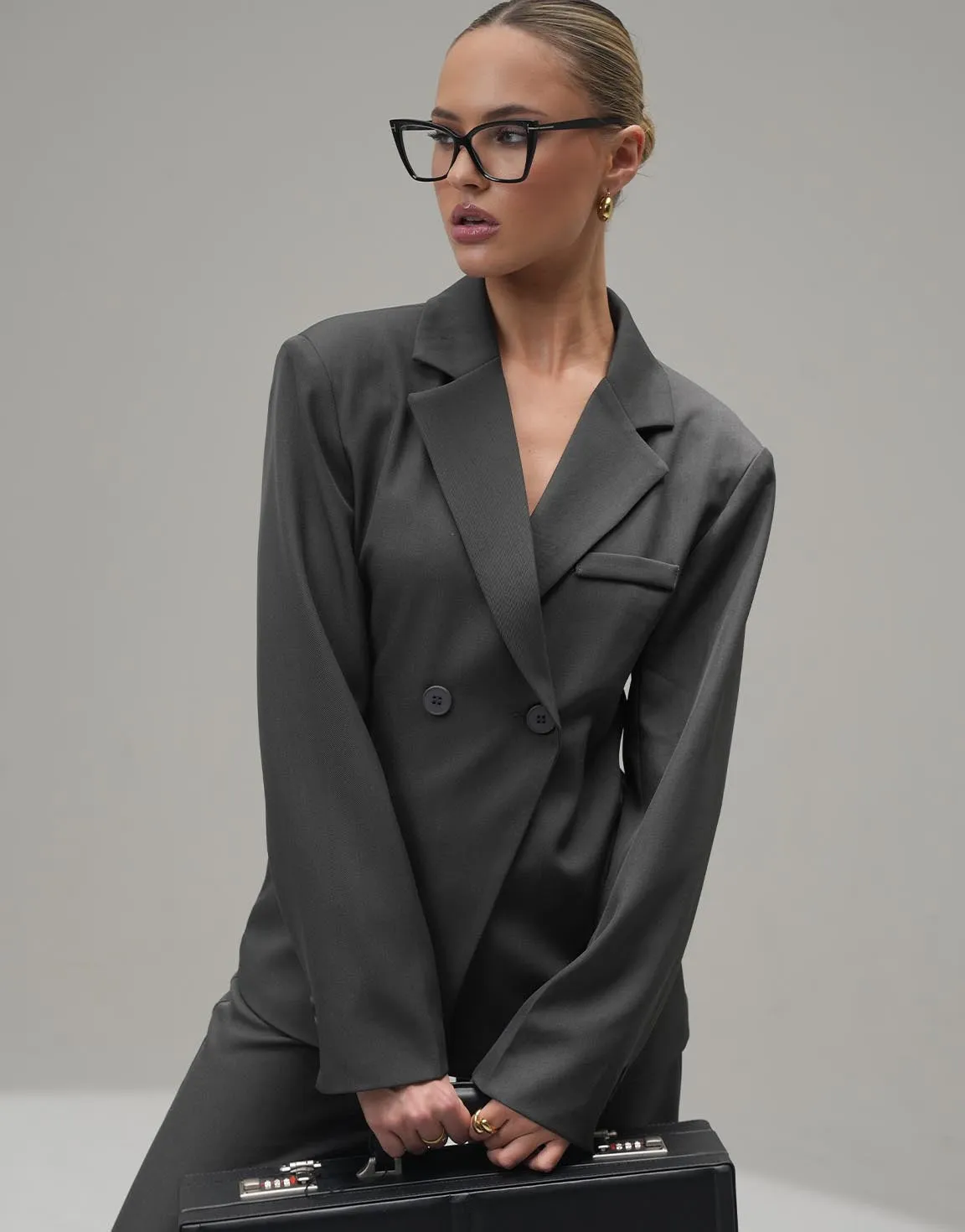 Donkergrijze Classic Getailleerde - Blazer