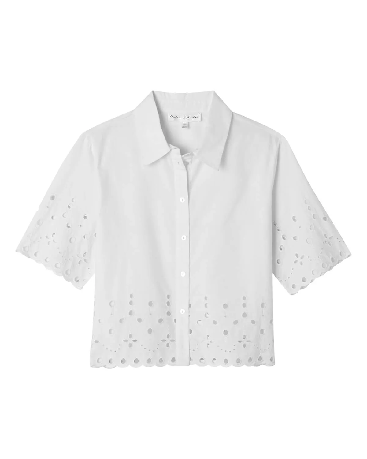 Elbow Sleeve Embroidery Cropped Shirt