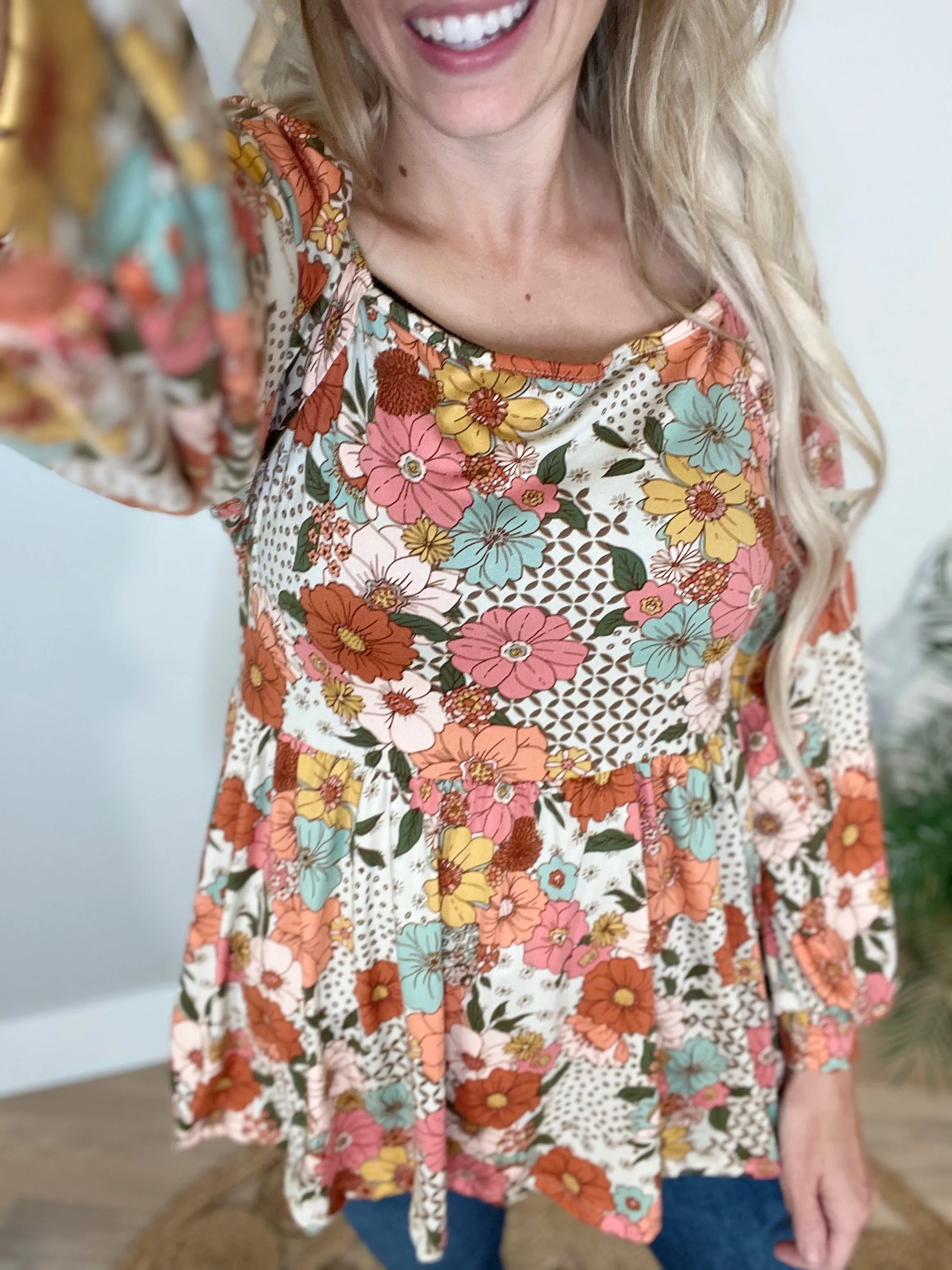 Fall For Florals Babydoll Top
