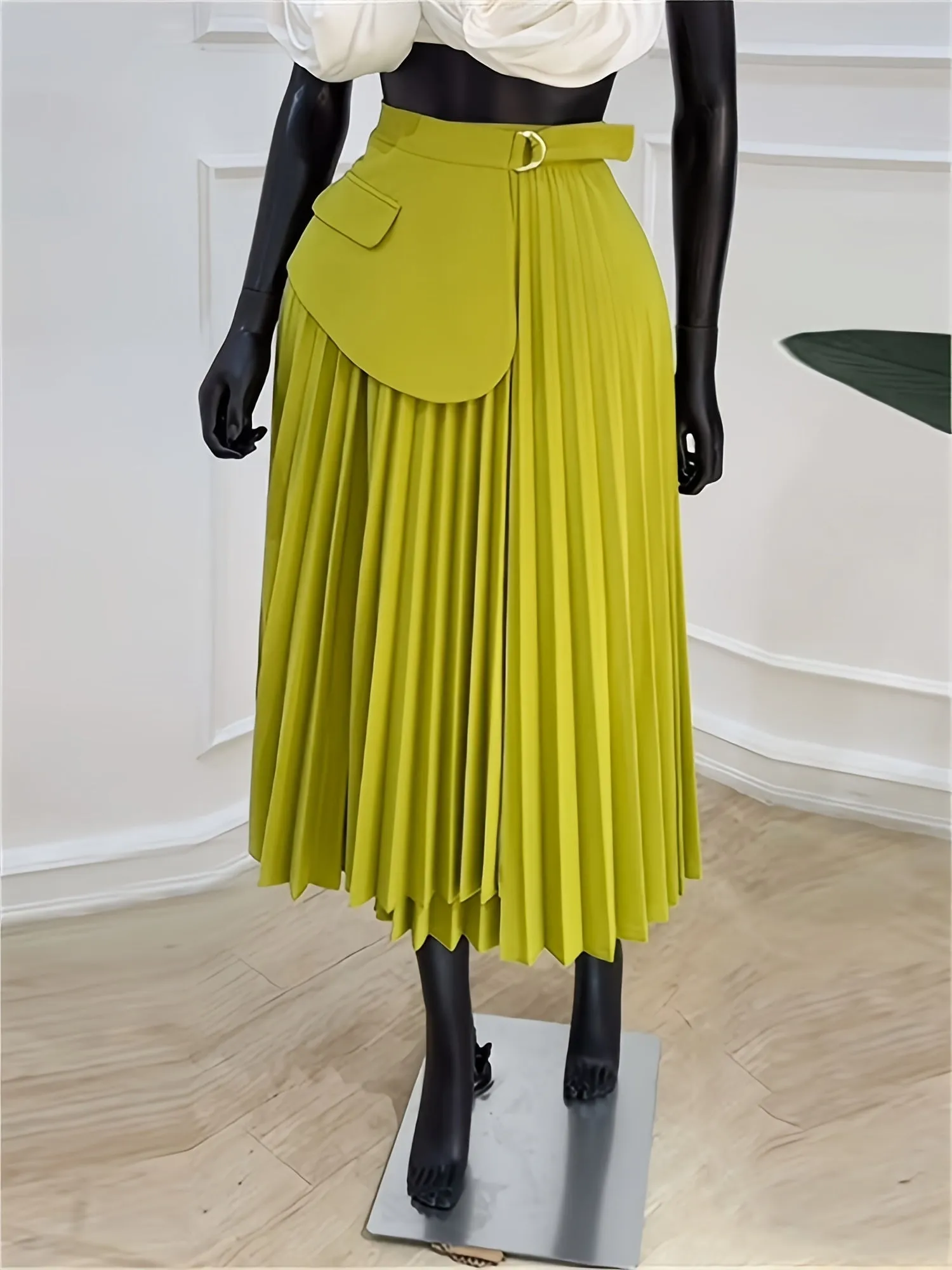 Fall/Winter Elegant Pleated High Waist Split Skirt