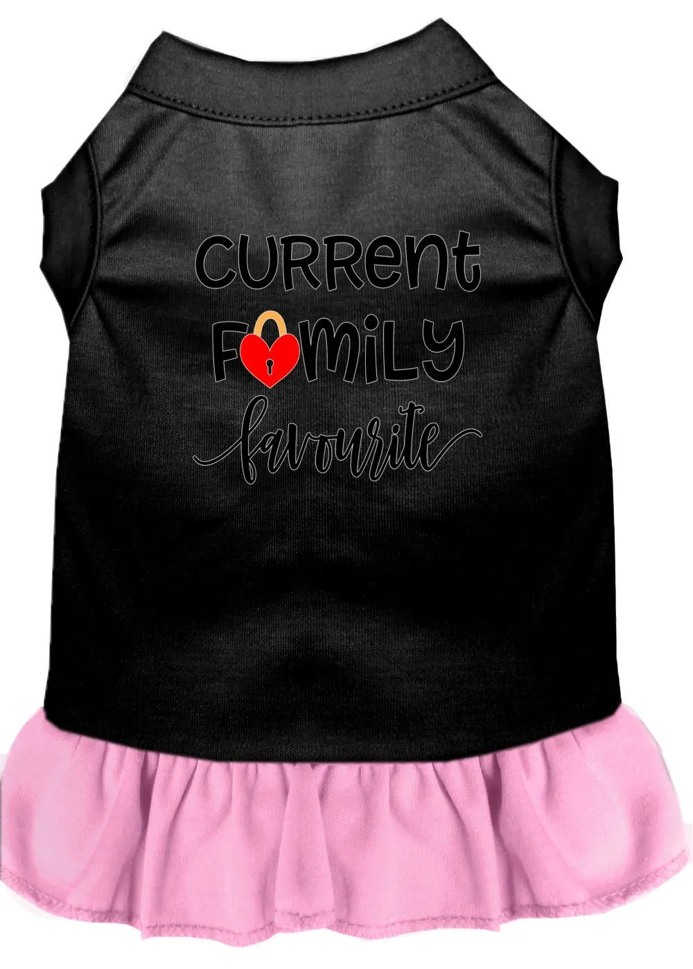 Family Favorite Screen Print Dog Dress Black With Light Pink Xxl